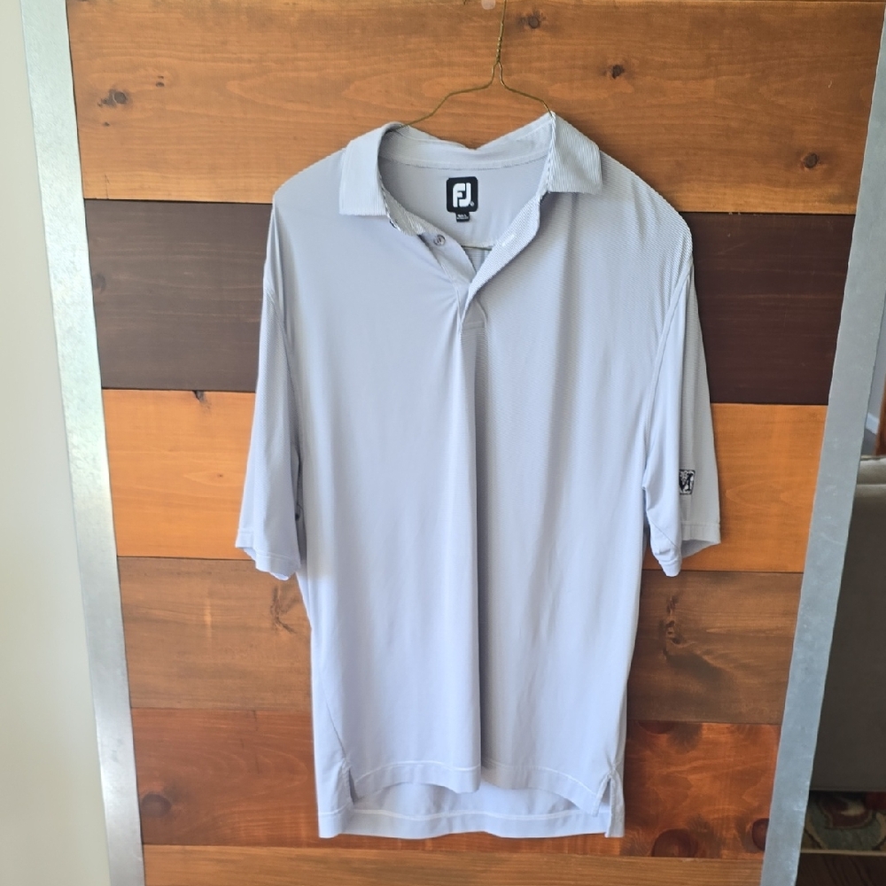 FootJoy Men's Gray Pinstripe Polo Shirt LG